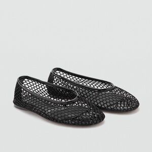 Mango MNG Mesh Ballet Flats in Black Euro 37 US 6.5 New